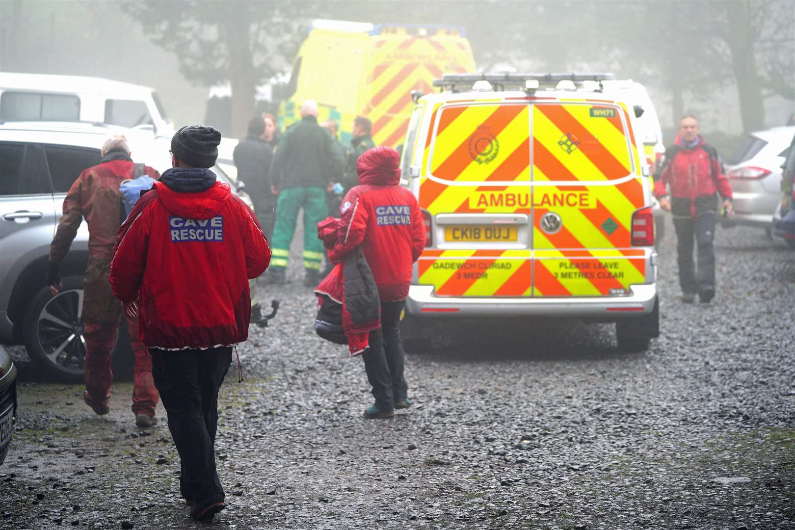 Rescuers near Penwyllt, Powys in the Brecon Beacons (Ben Birchall/PA)