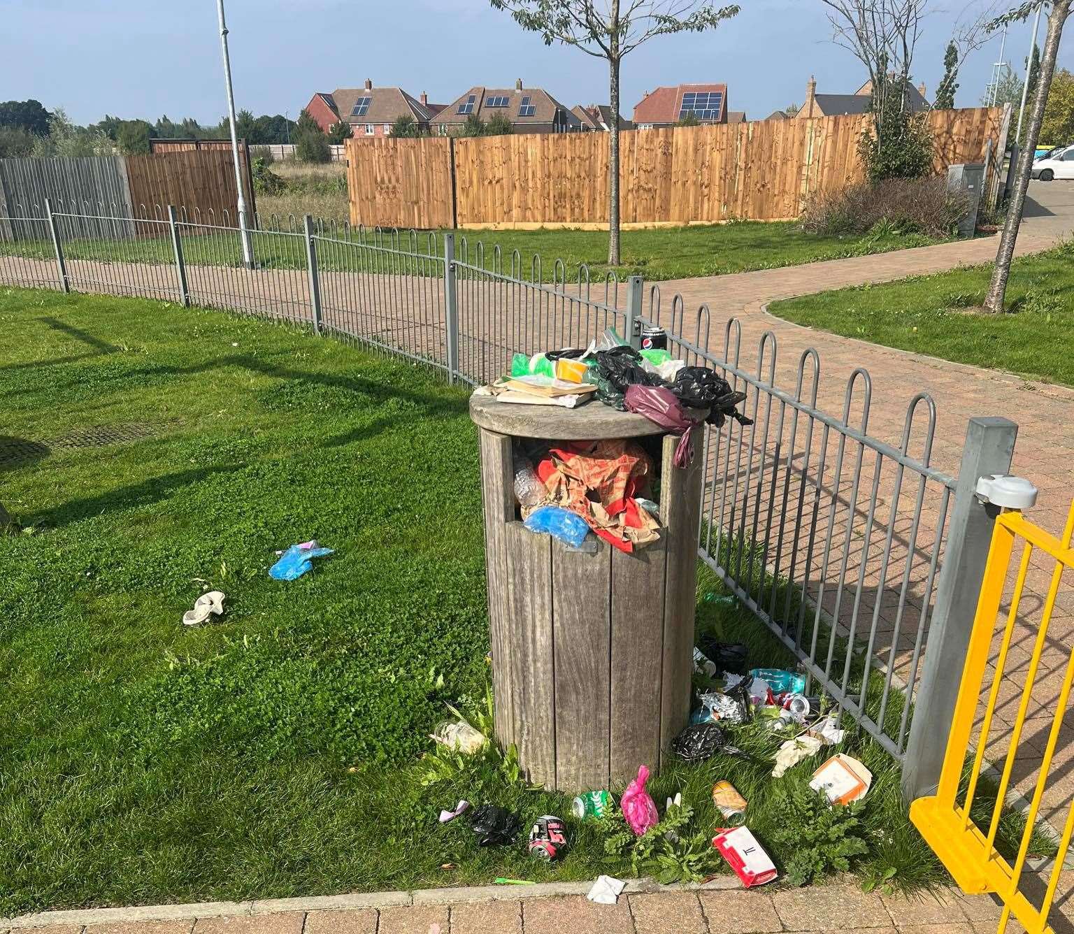 Members of the Finberry Village community are frustrated litter bins haven't been emptied. Picture: Siobhan Lyell