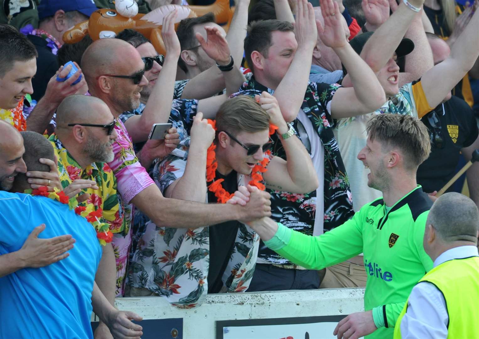 Lee Worgan, celebrating survival at Chester last season, always enjoyed a great relationship with Maidstone fans Picture: Steve Terrell