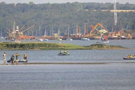 First rafts enter the river shortly after 8am Saturday. Picture by Barry Crayford.