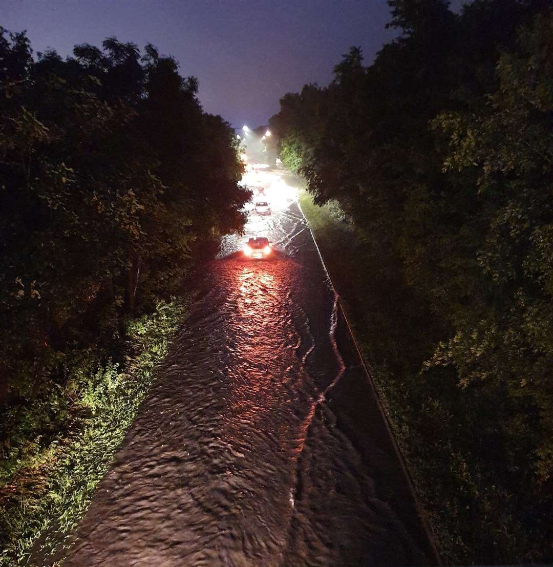 Flooding overnight on the A228 in Snodland. Picture: Vicky Lambert (12146111)