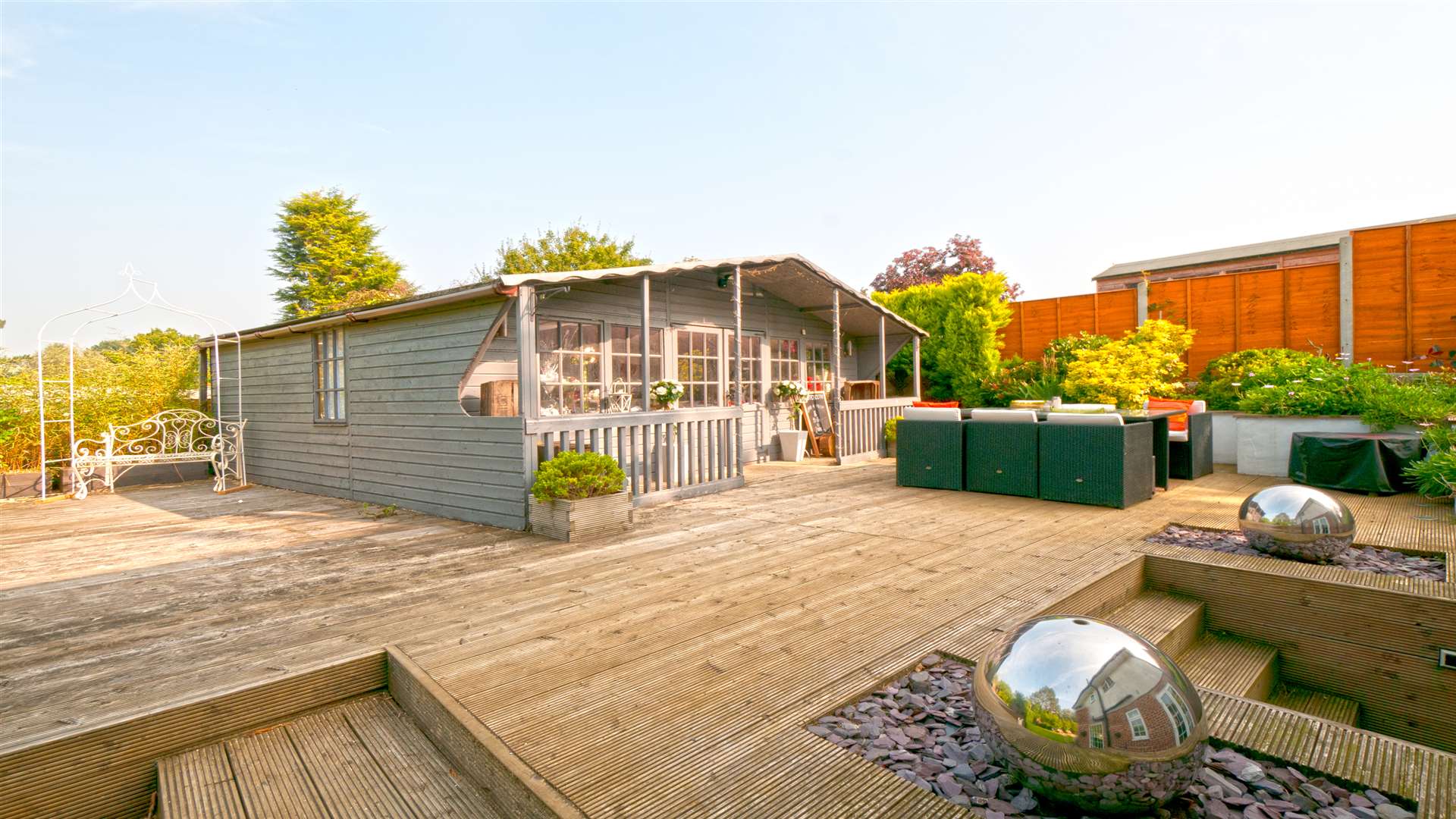 The decking area, Cobblers End, Addington