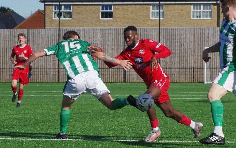 David Chandler scored the second for Hollands & Blair on Saturday Picture: John Anderson