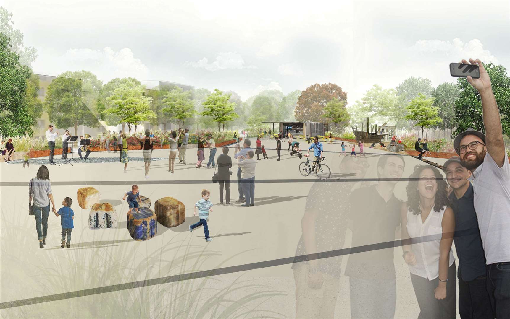 Ebbsfleet Garden City will look to create a new plaza and riverside green space