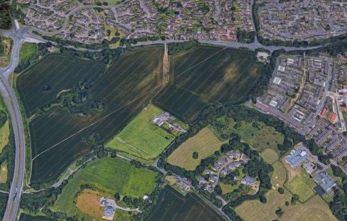 The location of the proposed housing scheme, with the A20 to the north and the A228 to the west. Picture: Google Earth