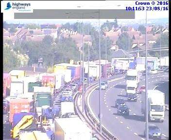 Traffic queuing at Dartford crossing after a lane closure