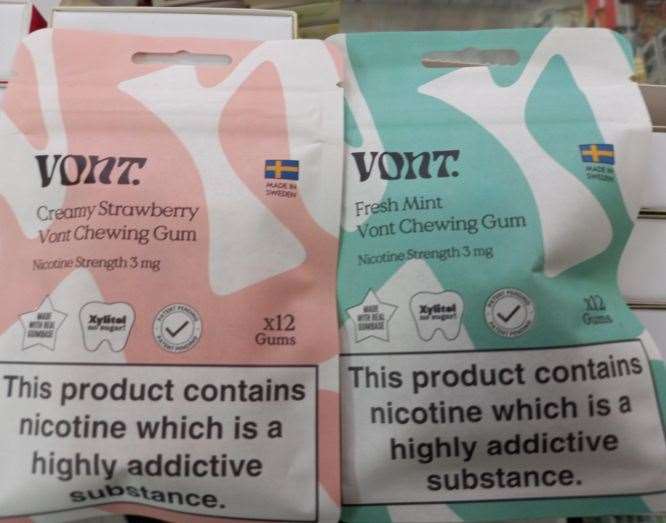 Trading Standards found packets of nicotine chewing gum. Picture: KCC.