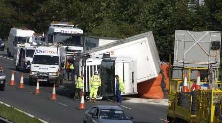 The scene of this morning's crash. Picture: ROGER JOHNSON