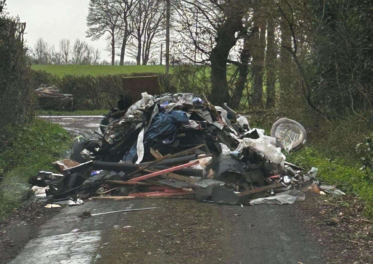 Fly-tipping in Park Wood Lane, Staplehurst