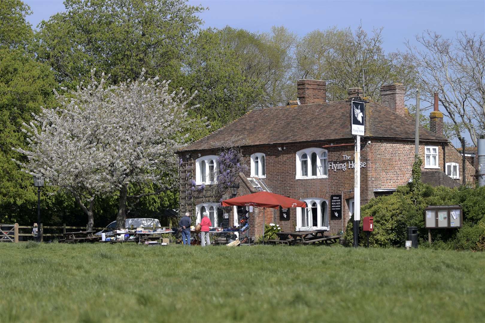 People are able to access essential items at The Flying Horse. Picture: Barry Goodwin