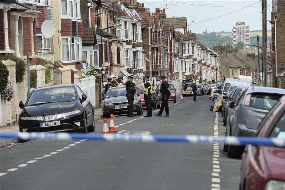 Rochester Road is taped off for the investigation