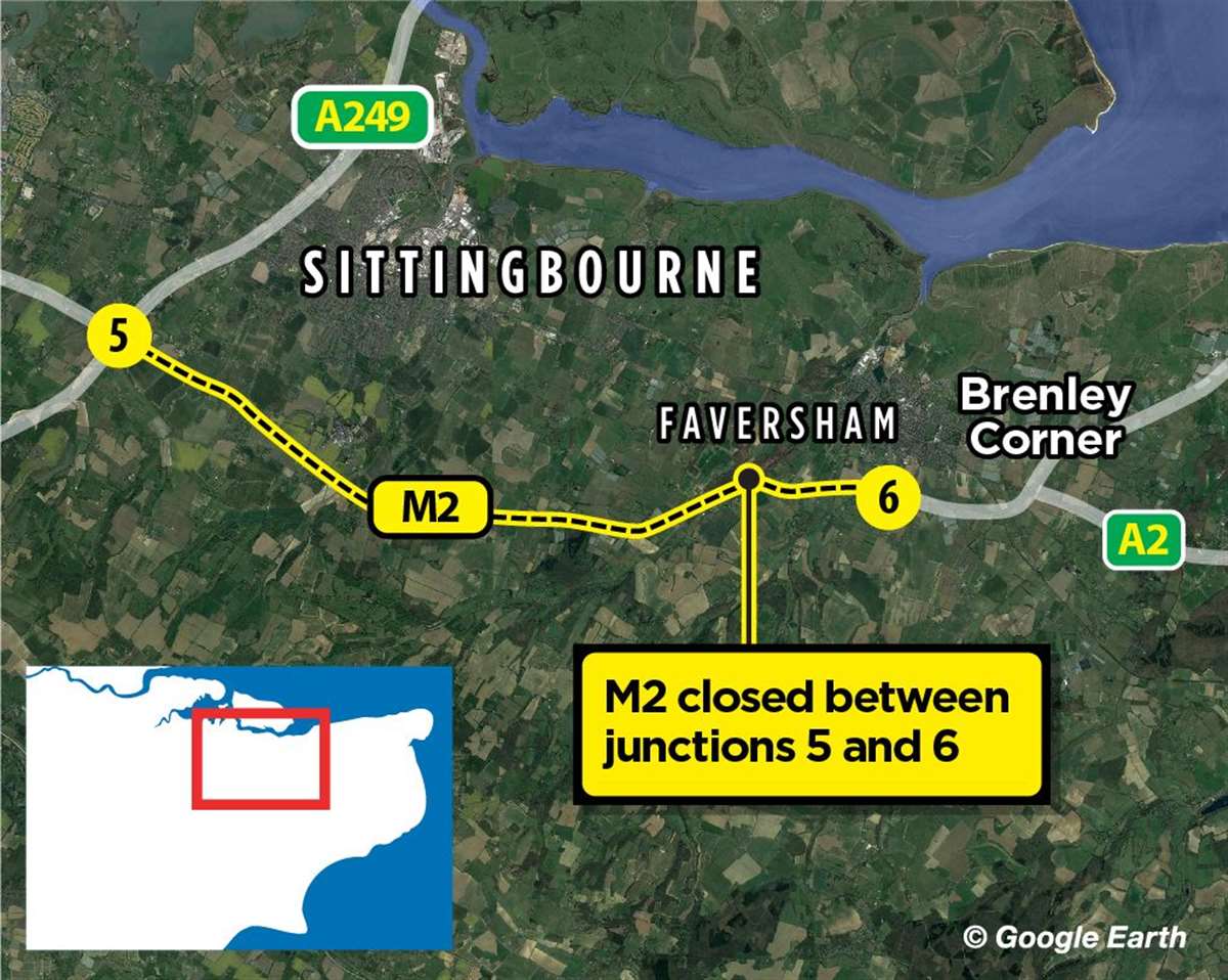 M2 shut coastbound again all weekend between Sittingbourne and