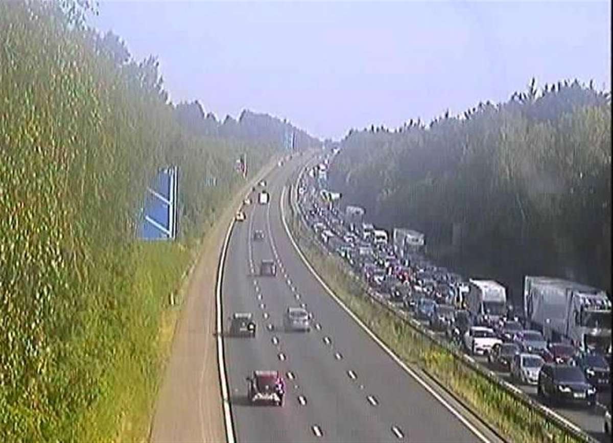 Traffic stopped on M20 between junction 8 for Maidstone and