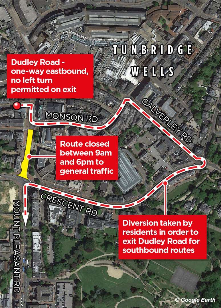 Traffic restrictions in Mount Pleasant Road Tunbridge Wells