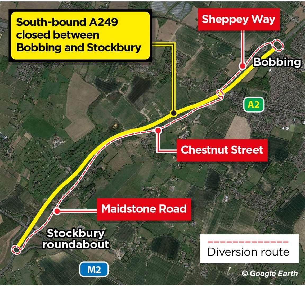 Diversion as A249 at Sittingbourne closes for second weekend in a row