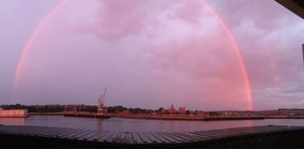 Rare 'pink rainbow' spotted in sky over Bristol