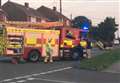 Police hunt after car ends up on roof