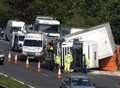 Huge snarl-up after lorry overturns on M20