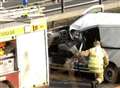 Van driver's narrow escape after crash with lorry