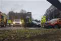 Long traffic tailbacks after roundabout crash