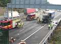 Jams after lorries collide on M20