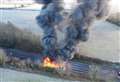 A-road closed as double-decker bus goes up in flames