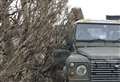 Stolen Land Rover drives onto police car