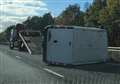 Van overturns on dual carriageway