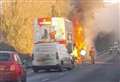 A-road closed as double-decker bus goes up in flames