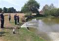 Firefighters save village pond from drying out