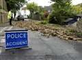 Collapsed wall closes road in Walmer