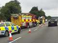 Tailbacks after cars overturn