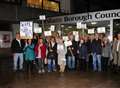 Protest outside housing meetin