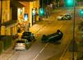 Car overturns in high street