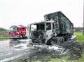 Fire crews tackle magazine truck blaze