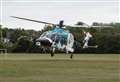 Air ambulance lands on playing field after person collapses