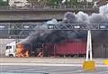 Busy port hit by lorry blaze