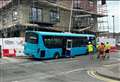 Bus crashes into scaffolding near high street