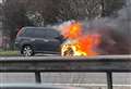 Car bursts into flames on A2