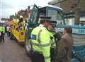 Carnival float trailer goes over girl's foot