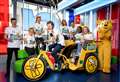 Children in Need Rickshaw team arrive in Ashford for One Show after cycling through Channel Tunnel