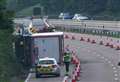 Lorry overturns on motorway