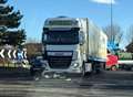 Lorry crash on roundabout