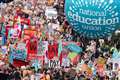 Thousands of striking workers march through central London on Budget Day