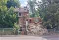 Roof comes crashing down as derelict homes demolished