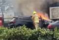 Car goes up in flames on busy route