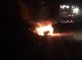 Car bursts into flames on motorway