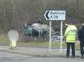 Driver 'serious' after car rolls over