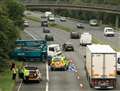 Lorry jackknifes after wheel comes off on M20