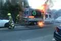 Waste van bursts into flames 